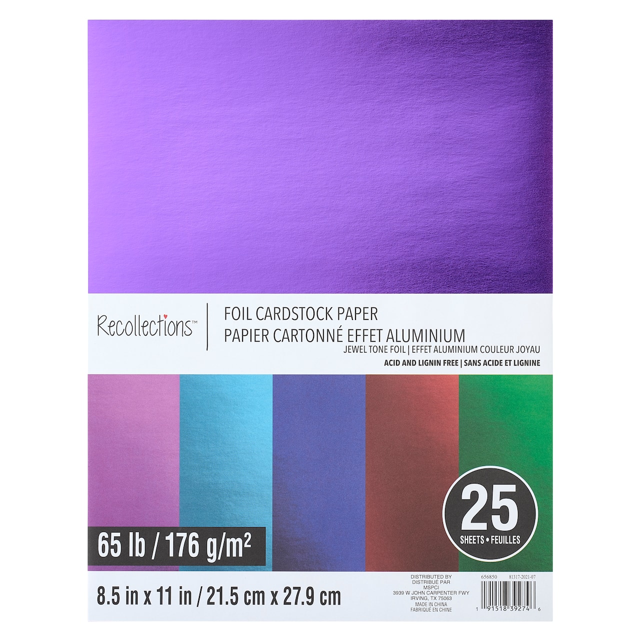 Multicolor 8.5" x 11" Foil Cardstock Paper by Recollections™, 25 Sheets